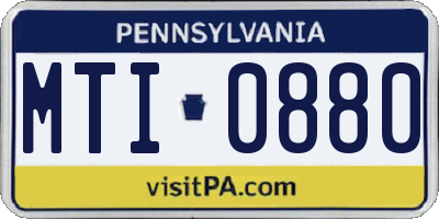 PA license plate MTI0880