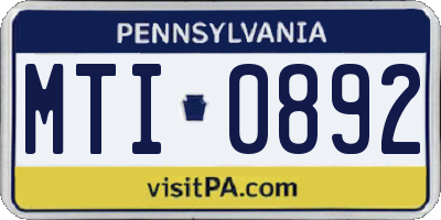 PA license plate MTI0892