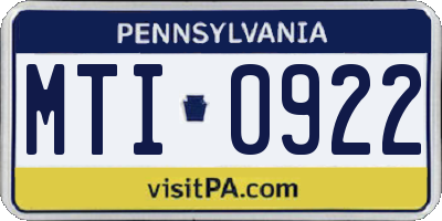 PA license plate MTI0922