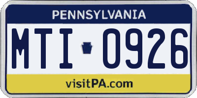 PA license plate MTI0926