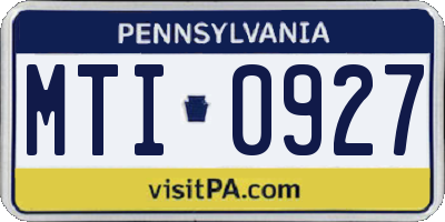 PA license plate MTI0927