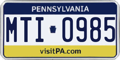 PA license plate MTI0985