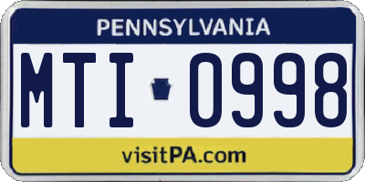 PA license plate MTI0998