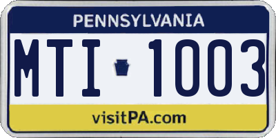 PA license plate MTI1003