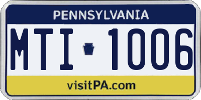 PA license plate MTI1006