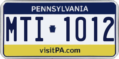 PA license plate MTI1012