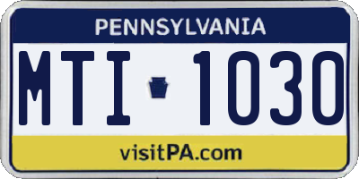 PA license plate MTI1030