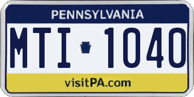 PA license plate MTI1040
