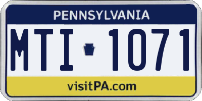 PA license plate MTI1071