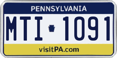 PA license plate MTI1091