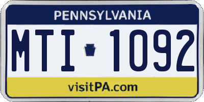 PA license plate MTI1092