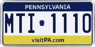 PA license plate MTI1110