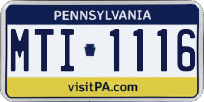 PA license plate MTI1116