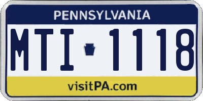 PA license plate MTI1118