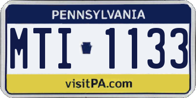 PA license plate MTI1133