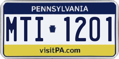 PA license plate MTI1201