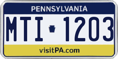 PA license plate MTI1203