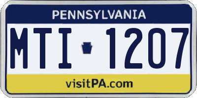 PA license plate MTI1207