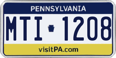 PA license plate MTI1208