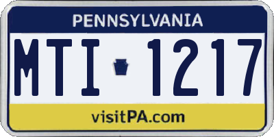PA license plate MTI1217