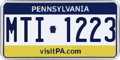 PA license plate MTI1223