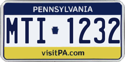 PA license plate MTI1232