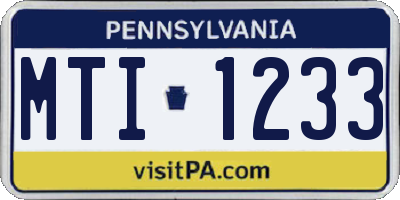 PA license plate MTI1233