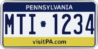 PA license plate MTI1234