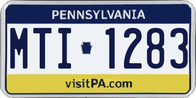 PA license plate MTI1283