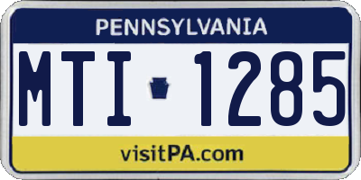 PA license plate MTI1285