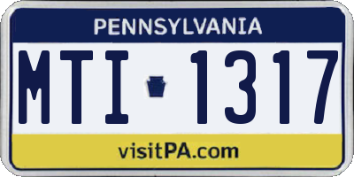 PA license plate MTI1317