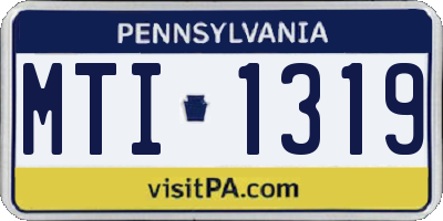 PA license plate MTI1319
