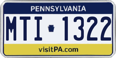 PA license plate MTI1322