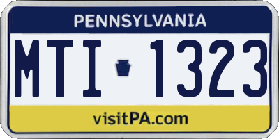PA license plate MTI1323