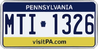 PA license plate MTI1326