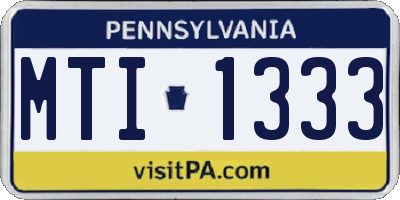 PA license plate MTI1333