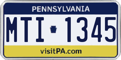 PA license plate MTI1345