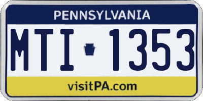 PA license plate MTI1353