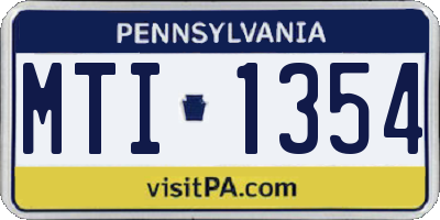 PA license plate MTI1354