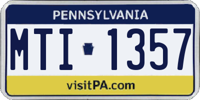 PA license plate MTI1357