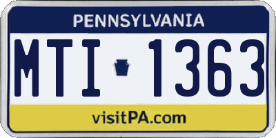 PA license plate MTI1363