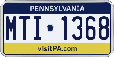 PA license plate MTI1368
