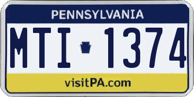 PA license plate MTI1374