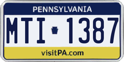 PA license plate MTI1387