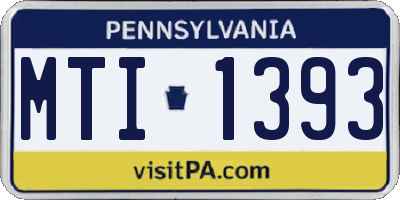 PA license plate MTI1393