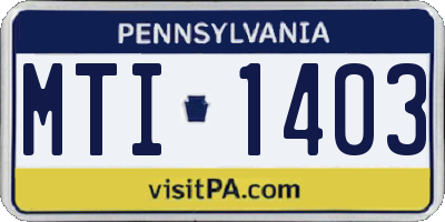 PA license plate MTI1403