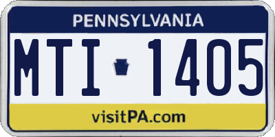 PA license plate MTI1405
