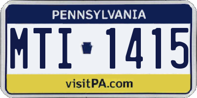 PA license plate MTI1415