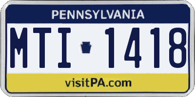 PA license plate MTI1418
