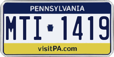 PA license plate MTI1419